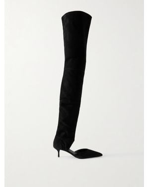 Alaïa Cutout Stretch-Suede Over-The-Knee Boots - Black