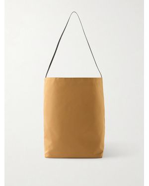 Valesque Bucket Leather-Trimmed Satin-Shell Tote Bag - Natural