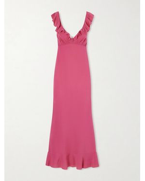 Chloé Ruffled Silk-Chiffon Midi Dress - Pink