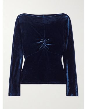Rabanne Ruched Velvet Top - Blue