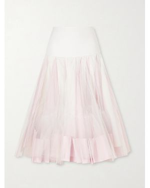 Jacquemus La Jupe Mireio Pleated Cotton-Trimmed Tulle Midi Skirt - Pink
