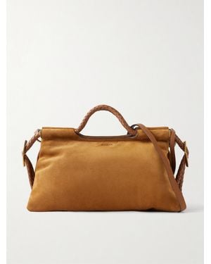 Isabel Marant Pipa Braided Leather-Trimmed Suede Shoulder Bag - Brown