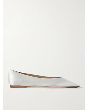 Danielle Frankel Riley Satin Point-Toe Ballet Flats - Natural