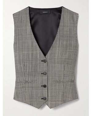Wardrobe NYC Paneled Prince Of Wales Checked Wool And Satin-Twill Vest - Gray