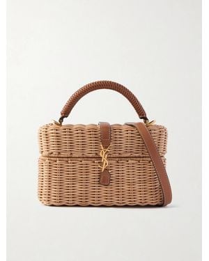 Saint Laurent Gaby Vanity Schultertasche Aus Korbgeflecht Mit Lederbesätzen - Braun