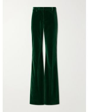Etro Stretch-Cotton Velvet Flared Trousers - Green