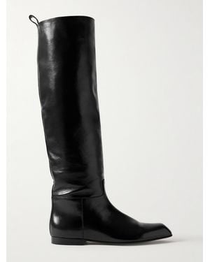 KHAITE Colt Glossed-Leather Knee Boots - Black