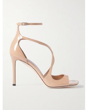 Jimmy Choo Sandales En Cuir Verni Azia 95 - Blanc