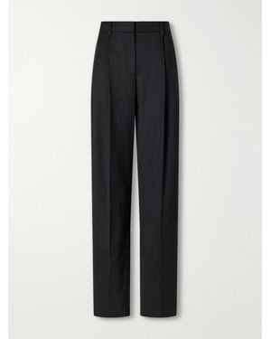 Twp Ivy Pleated Wool-Blend Twill Straight-Leg Trousers - Black