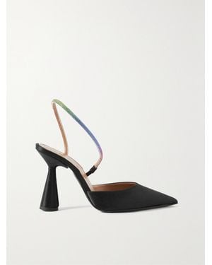 D'Accori Saturn Crystal-Embellished Satin Slingback Court Shoes - White