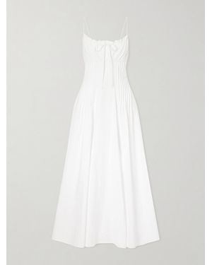 STAUD Margi Cotton-Blend Midi Dress - White