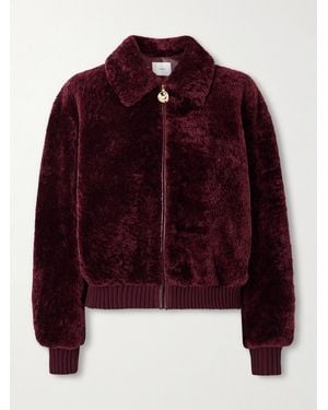 JOSEPH Shearling Bomber Jacket - Red