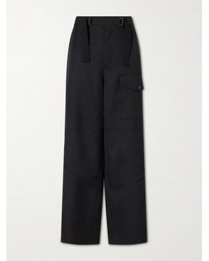 AURALEE Herringbone Wool Wide-Leg Cargo Pants - Black