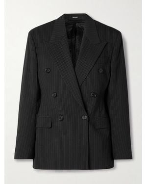 Acne Studios Double-Breasted Pinstriped Wool And Cotton-Blend Blazer - Black