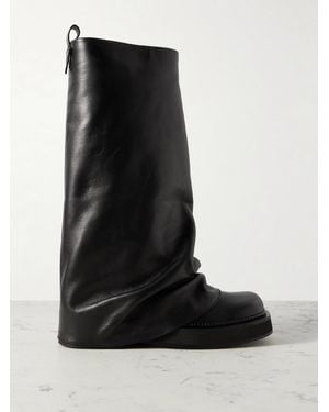 The Attico Robin Layered Leather Knee Boots - Black