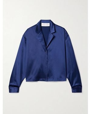 Michael Lo Sordo Cropped Silk-Satin Shirt - Blue