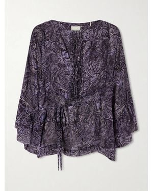 Isabel Marant Minikleid Aus Seide Mit Bindegürtel - Lila
