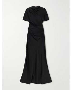 Jonathan Simkhai Open-Back Gathered Jersey Maxi Dress - Black