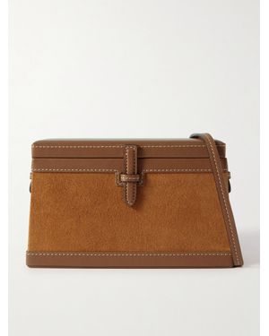 Hunting Season The Trunk Leather-Trimmed Suede Shoulder Bag - Brown