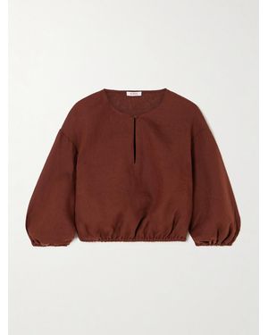 Eres L'Intemporel Gracieux Cropped Gathered Linen Top