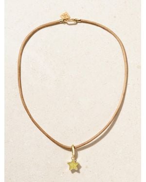 Lauren Rubinski 14-Karat, Enamel And Leather Necklace - White