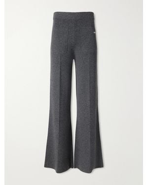 Victoria Beckham Alina Merino Wool And Cashmere-Blend Flared Trousers - Grey