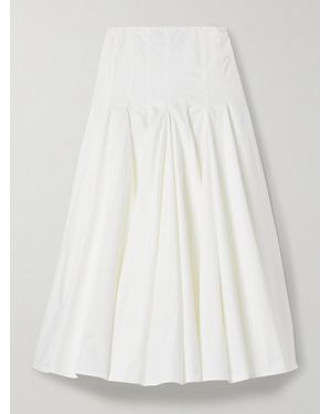 Jacquemus Triana Pleated Cotton-Poplin Midi Skirt - White