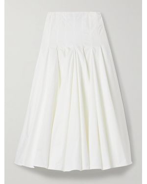 Jacquemus Triana Pleated Cotton-Poplin Midi Skirt - White