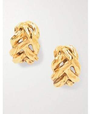 Saint Laurent Tone Clip Earrings - Metallic