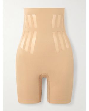 Commando Luxe Control Stretch Mesh-Trimmed Tech-Jersey Shorts - Natural