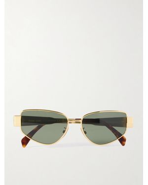 Celine Goldfarbene Sonnenbrille Mit Cat-Eye-Rahmen - Grün