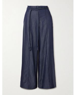 ANDRES OTALORA Belted Tencel Wide-Leg Trousers - Blue