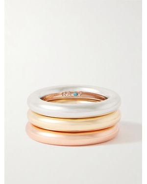 Roxanne Assoulin The Tubular Set Of Three- Rose- And-Tone Rings - Natural