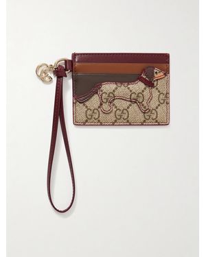 Gucci Appliquéd Printed Coated-Canvas And Leather Cardholder - Natural