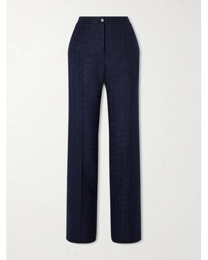 Giuliva Heritage Janice Hose Mit Geradem Bein Aus Bouclé-Tweed Aus Einer Wollmischung - Blau