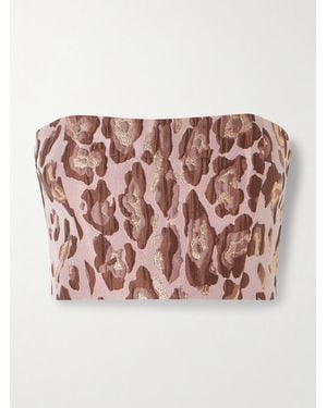 Cara Cara Elsa Cropped Leopard-Brocade Top - Pink