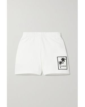 Moncler Embellished Appliquéd Cotton-Jersey Shorts - White