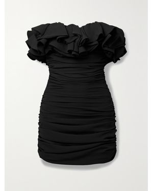 Nervi Emanuelle Off-The-Shoulder Ruched Ruffled Crepe Mini Dress - Black