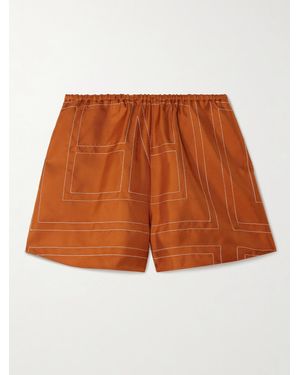 TOTEME Shorts Aus Besticktem Seiden-Twill - Braun