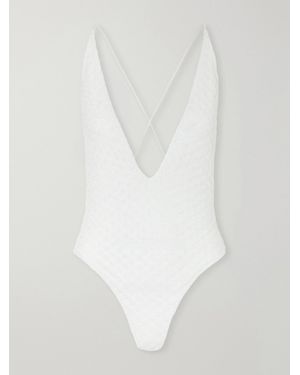Missoni Mare Striped Crochet-Knit Swimsuit - White
