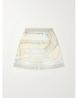 Tory Burch Printed Cotton Shorts - Natural