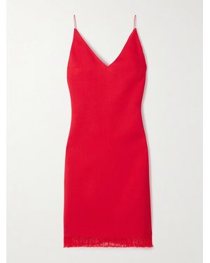 FFORME Bella Fringed Woven Mini Dress - Red