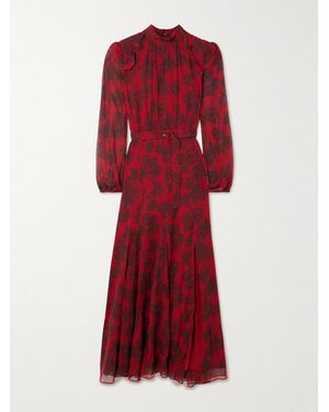 Saloni Jacqui-B Printed Silk Crepe De Chine Maxi Dress - Red