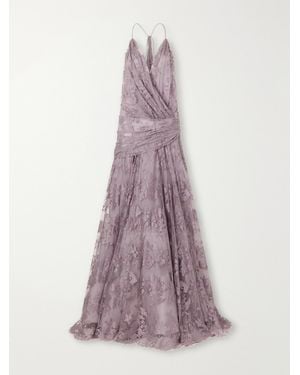 Zimmermann Clash Draped Lace Gown - Purple