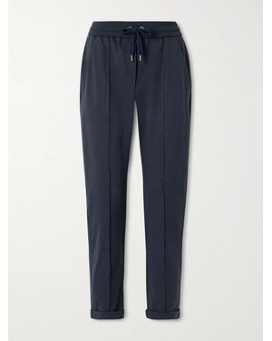 Brunello Cucinelli Jogginghose Aus Jersey Aus Einer Baumwollmischung Mit Zierperlen - Blau