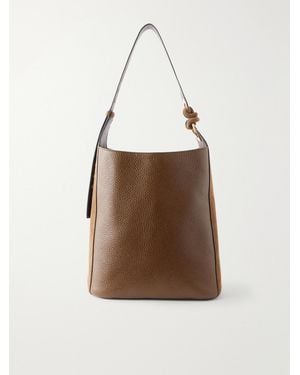 Anya Hindmarch Ringo Suede-Trimmed Textured-Leather Tote - Brown