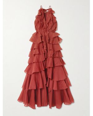 Aje. Cleo Bead-Embellished Ruffled Tiered Organza Gown