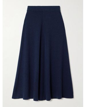 Emilia Wickstead Dorian Ribbed Wool Midi Skirt - Blue