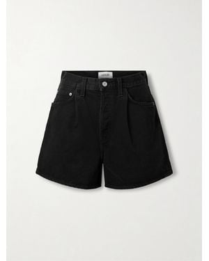 Agolde Rhoda Pleated Organic Denim Shorts - Black