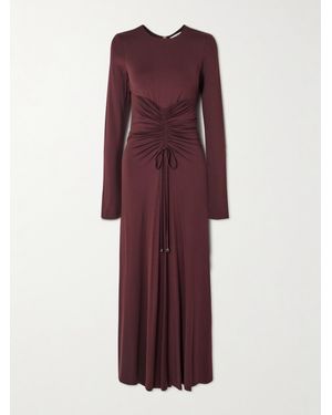 Max Mara Doppia Ruched Jersey Maxi Dress - Purple